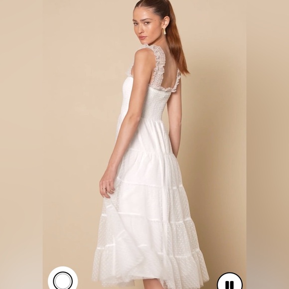 Darling Dancer White Swiss Dot Ruffled Tiered Mini Dress - Picture 7 of 16